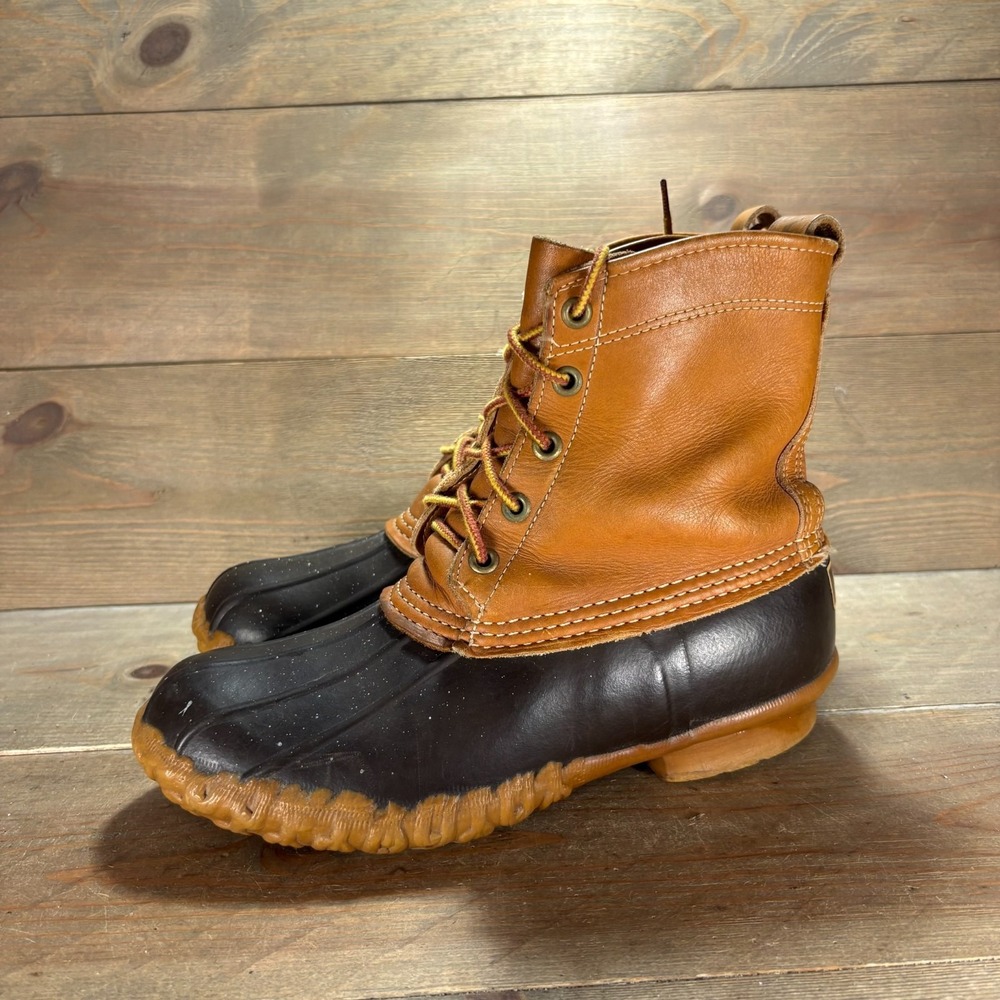 LL Bean Womens size 7 shoes brown Leather Waterproof Lace Up 8 Inch duck boots
